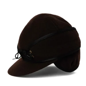 Crown Cap Crown Caps^Classic Wool Blend Railroad Hat - Brown