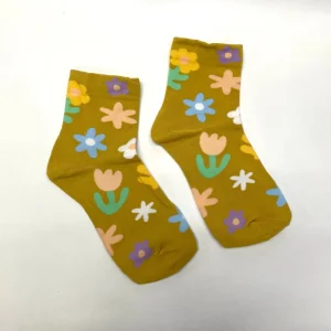 Very J Women's^Floral Print Casual Socks - Yellow