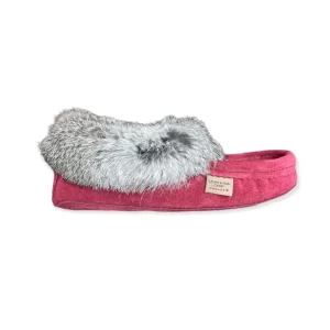 Laurentian Chief Moccasins^Fur Moccasin - Burgundy Suede