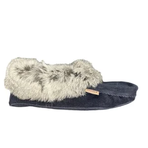 Laurentian Chief Moccasins^Fur Moccasin - Navy Blue Suede