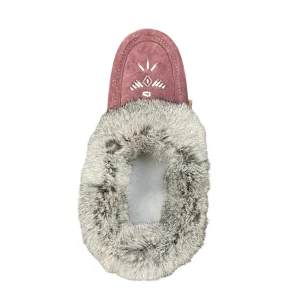 Laurentian Chief Moccasins^Fur Moccasin - Plum Suede