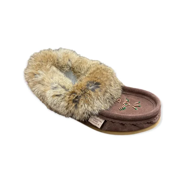 Laurentian Chief Moccasins^Fur Moccasin with Sole - Chocolate Suede