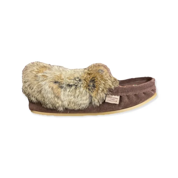 Laurentian Chief Moccasins^Fur Moccasin with Sole - Chocolate Suede