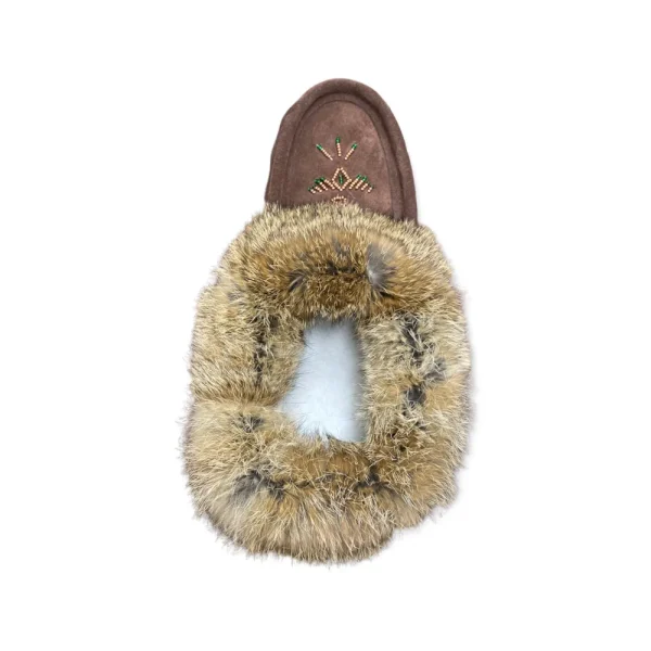 Laurentian Chief Moccasins^Fur Moccasin with Sole - Chocolate Suede