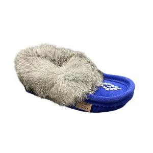 Laurentian Chief Moccasins^Kid’s Fur Moccasin - Royal Blue Suede