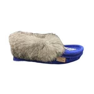 Laurentian Chief Moccasins^Kid’s Fur Moccasin - Royal Blue Suede