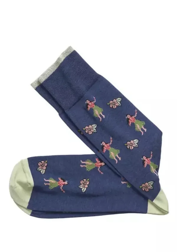 Johnston & Murphy Men's^Pima Cotton Hula Girl Socks