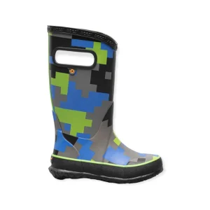 Bogs Rain^Rainboot Big Camo - Black and Green