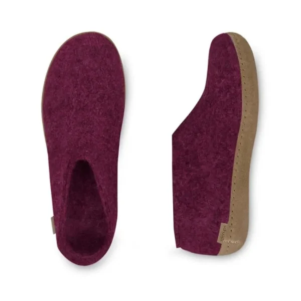 Glerups Glerups^Shoe with Leather Sole - Cranberry