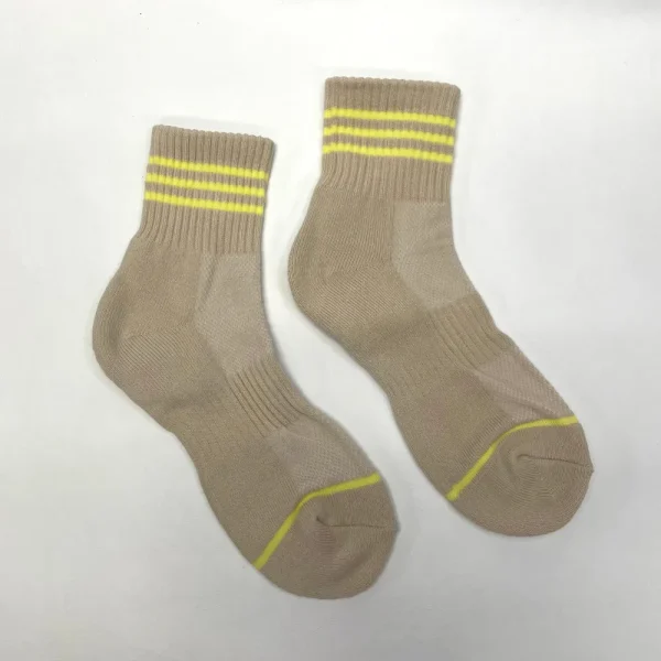 Very J Women's^Striped Ankle Detail Casual Socks - Cream