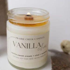 Prairie Creek Candles Candles^Wood Wick Jar Candle 8 oz - Vanilla Chai