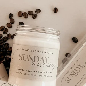 Prairie Creek Candles Candles^Wood Wick Jar Candle 8 oz - Sunday Morning